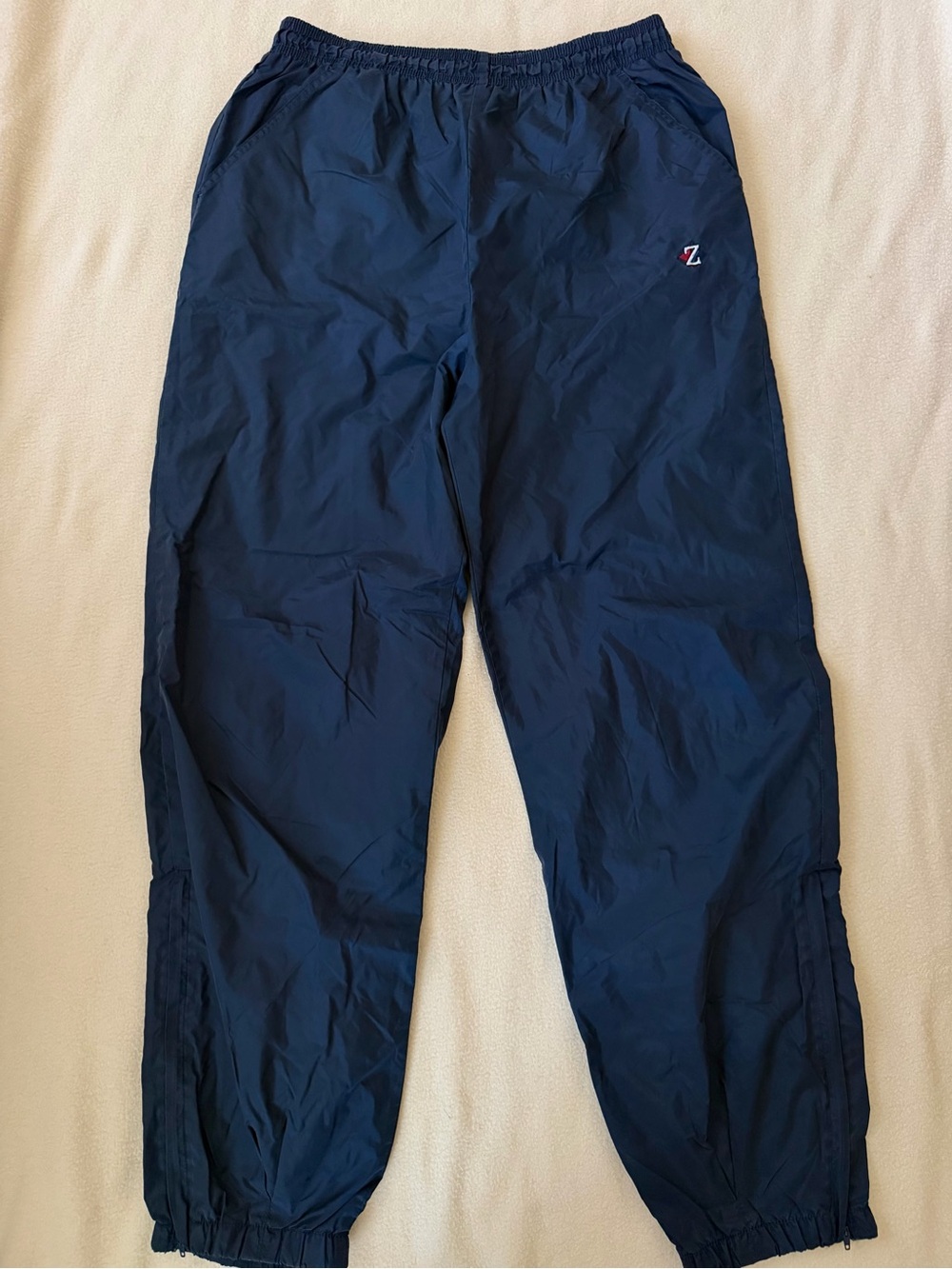 Vintage Navy Blue Nylon Windbreaker Track Pants Size M